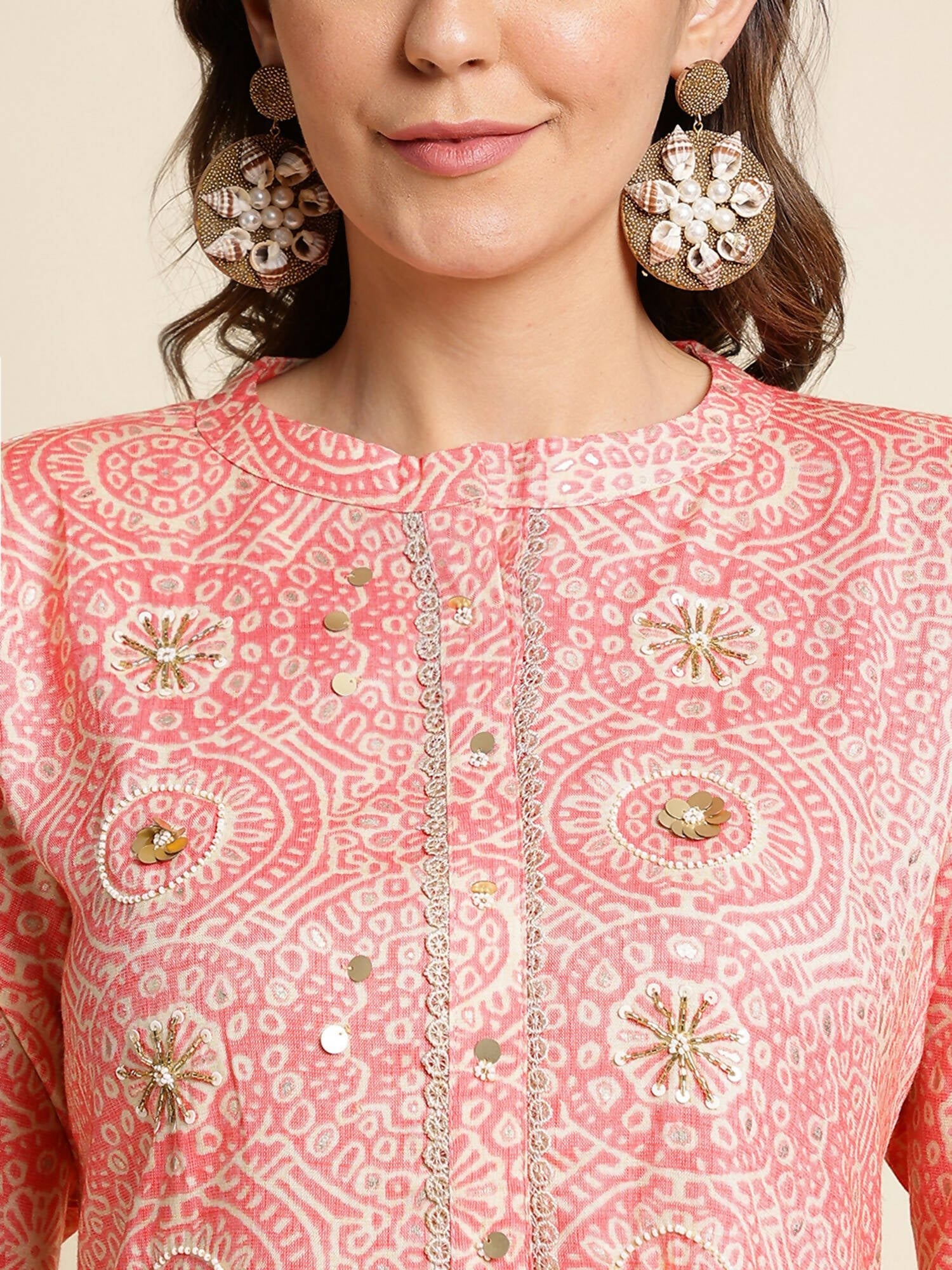 Peach Chiffon Paisley Printed Top - Himanshi