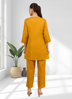 Joban Fashion Mustard Cotton, Linen Embroidered Readymade Cord Set - Distacart