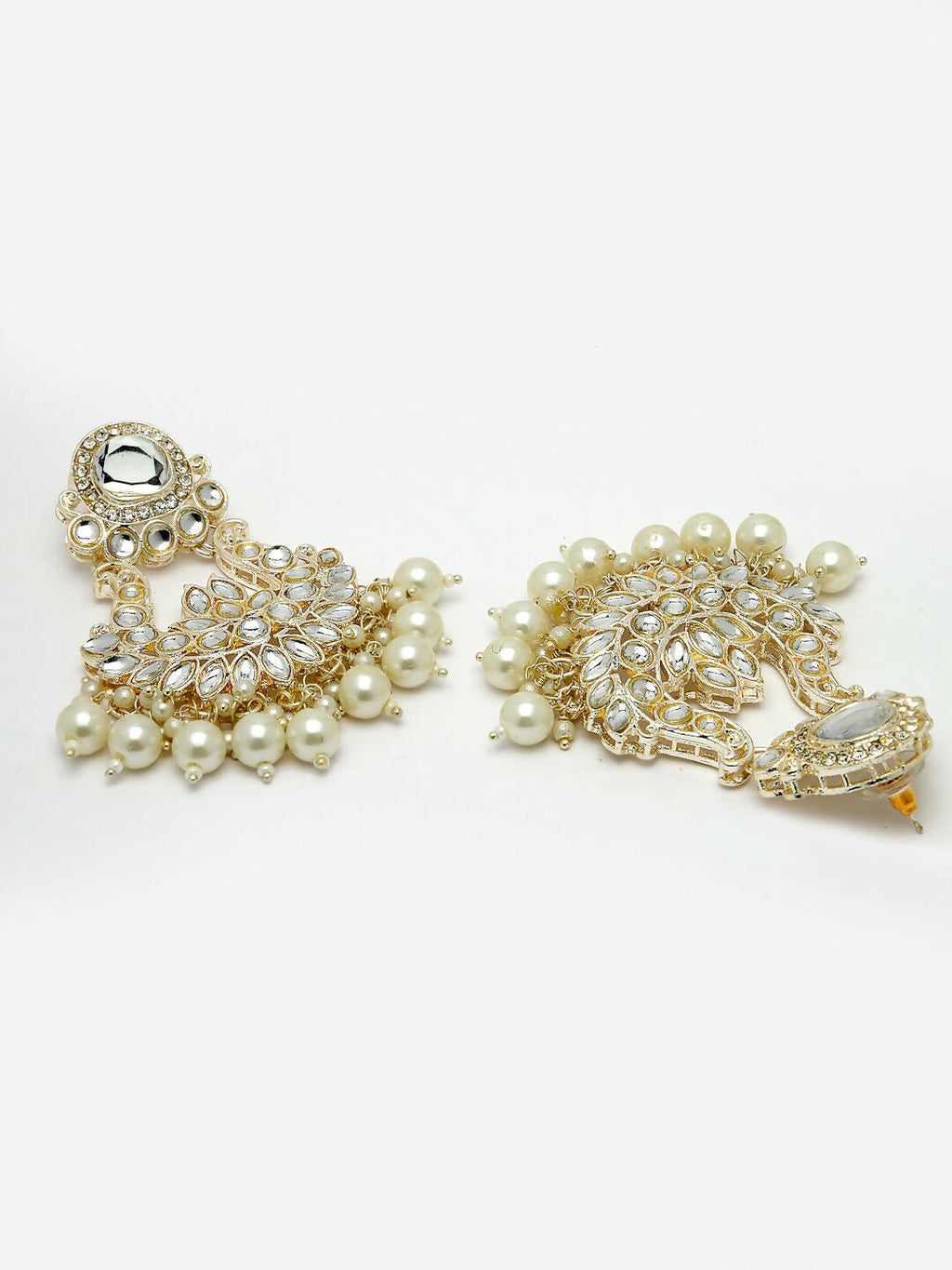 NVR Women Gold-Plated Kundan Chandbali Earrings - Distacart