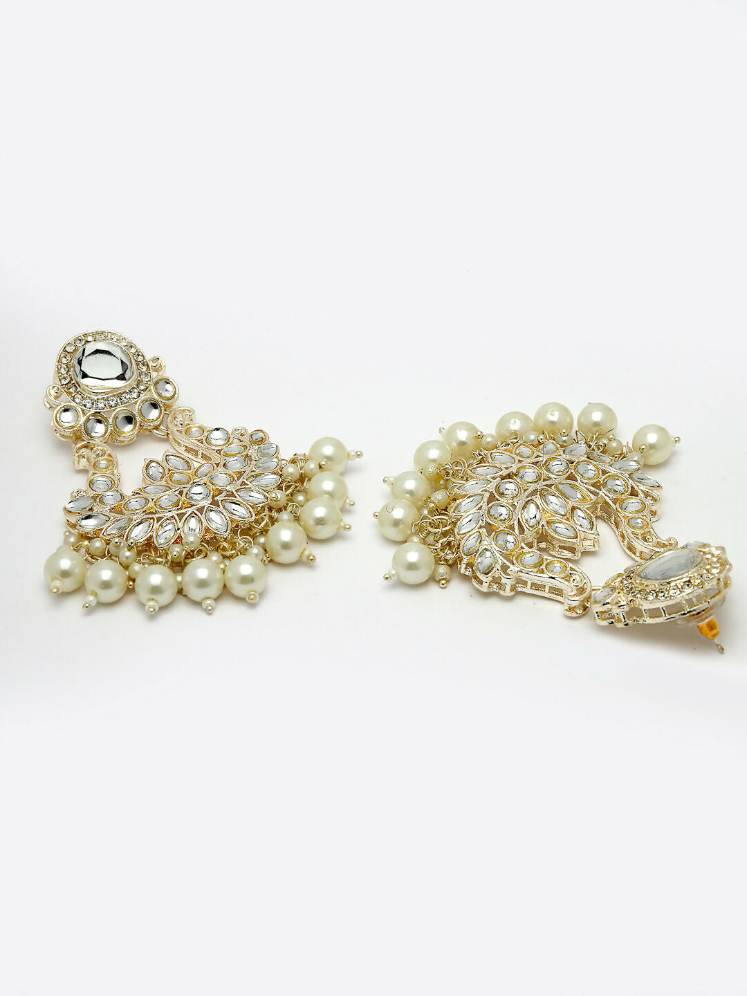 NVR Women Gold-Plated Kundan Chandbali Earrings - Distacart