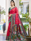 Shree Shyam Fashion Pochampalli Silk Red Saree - Distacart
