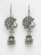 NVR Women Peacock Design German Silver Oxidised Jhumka Earrings - Distacart