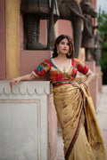 Amodini Designer Studio Women's Multicolor Bandhej Long Sleeves Readymade Sabyasachi Blouse
