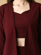 Myshka Women's Magenta Solid Jacket