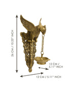 eCraftIndia Gold-Toned Handcrafted Bird Wall Hanging with Diya for 5 wicks