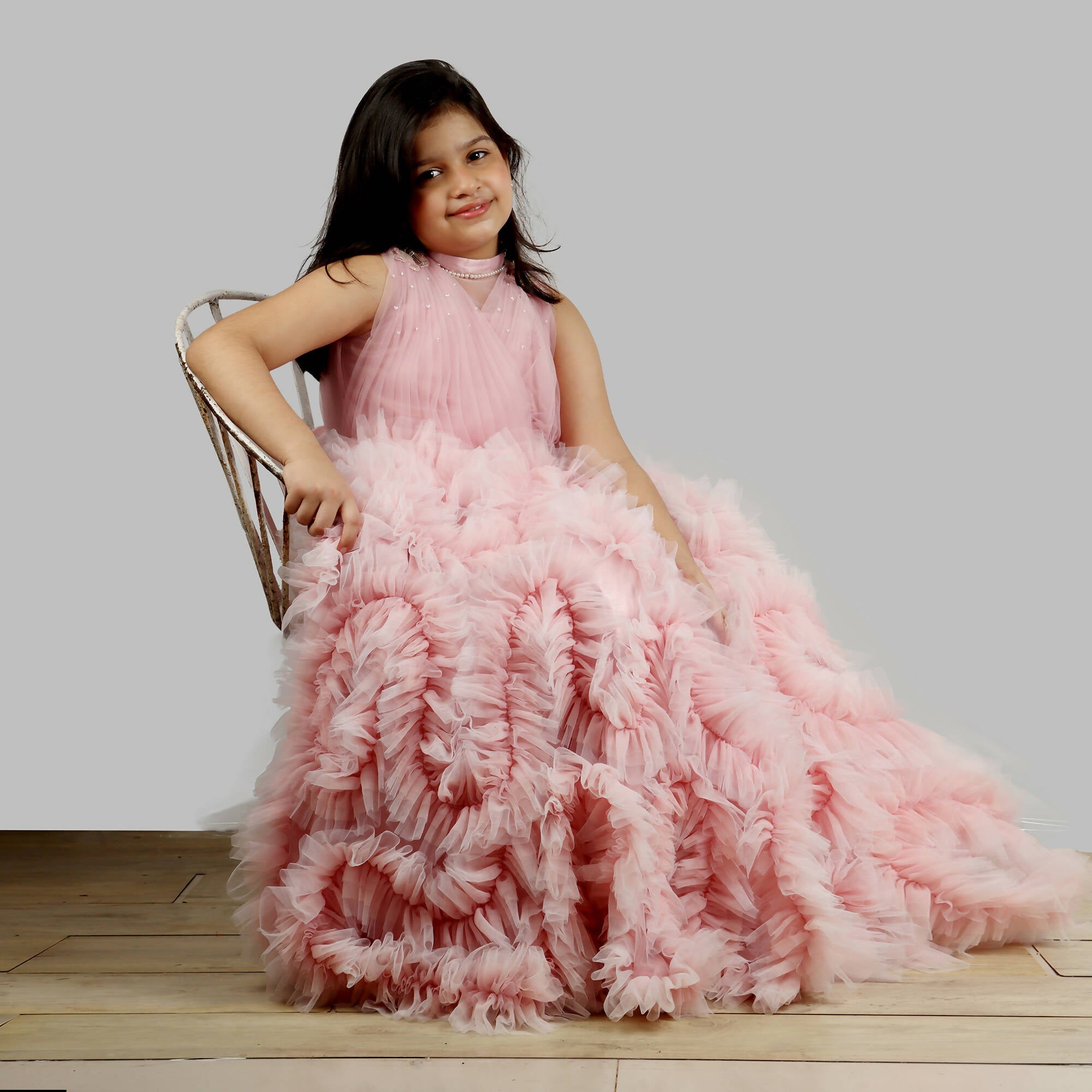 Pink Cow Fashions Old Rose Gown With Frill Ghera