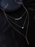 NVR Women's 3 Layered Gold-Polished Minimal Layered Necklace