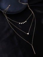 NVR Women's 3 Layered Gold-Polished Minimal Layered Necklace