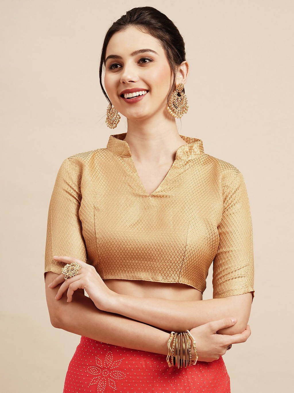 Saree Mall Peach-Coloured Embellished Sarees - Distacart