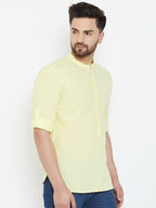 Even Apparels Yellow Color Band Collar Pure Cotton Men's Kurta - Distacart