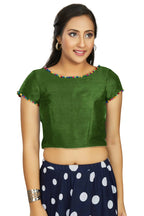 Aastha Fashion Women's Green Art Silk Designer Party Wear Readymade Blouse