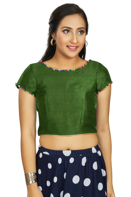 Aastha Fashion Women's Green Art Silk Designer Party Wear Readymade Blouse