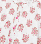 White Poly Rayon Digital Printed A-line Top - Tarini