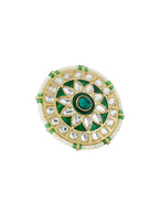 NVR Women's Traditional Kundan Meenakari Gold-Polished Ajustable Finger Ring