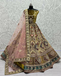 Jyoti Fashion Women's Mehendi Velvet Dori, Multi Thread Embroidered with Zircon Diamond Work Wedding Lehenga Choli