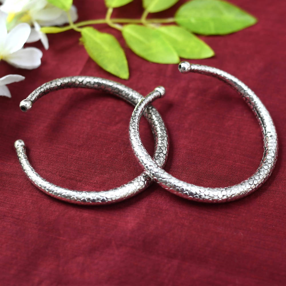 Mominos Fashion Kamal Johar Oxidised Silver Plain Kadiyam Anklets