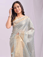 Shree Shyam Fashion Organza Sky Blue Saree - Distacart