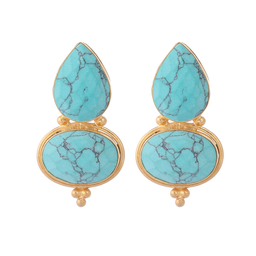 Nuyug 22K Gold Plated Turquoise Embrace Earrings - Distacart
