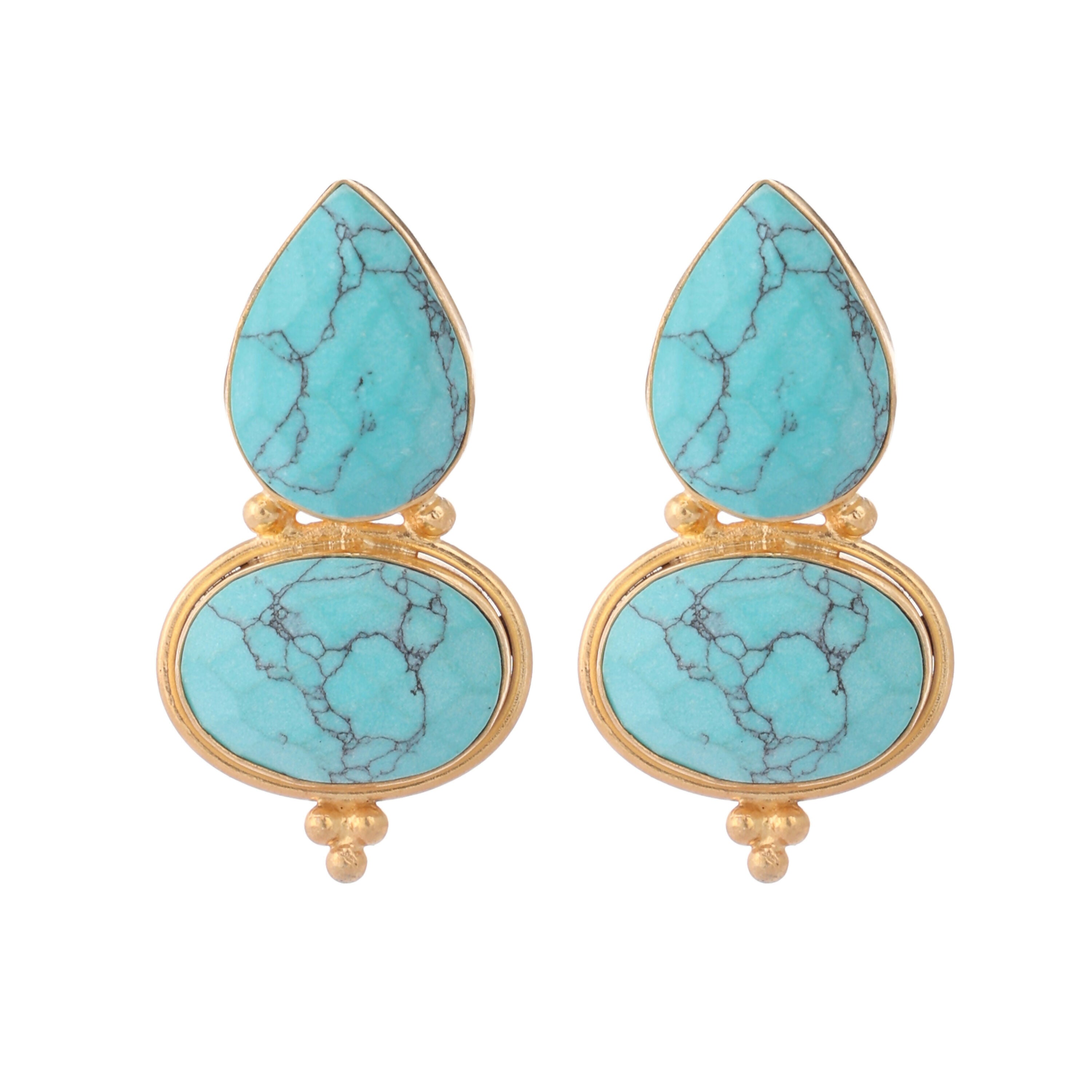 Nuyug 22K Gold Plated Turquoise Embrace Earrings - Distacart