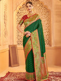 Shree Shyam Fashion Silk Blend Dark Green Saree - Distacart