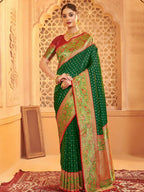 Shree Shyam Fashion Silk Blend Dark Green Saree - Distacart