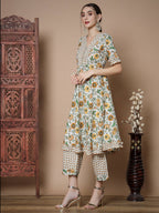 Myshka Women's Multi Anarkali Kurta & Palazzos With Dupatta