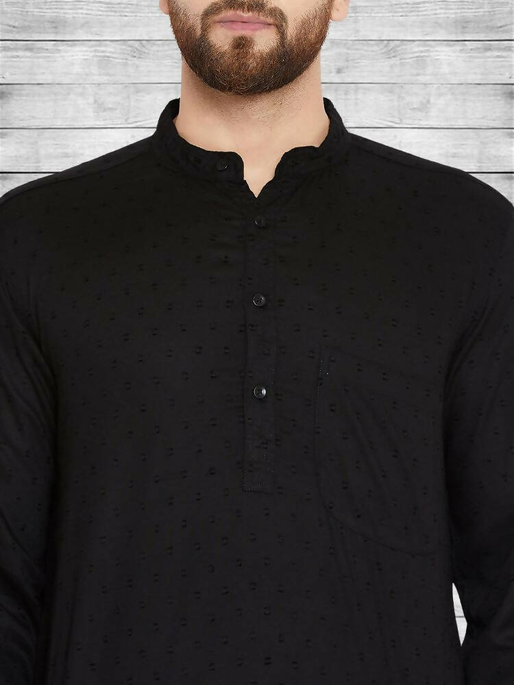Even Apparels Pure Cotton Black Kurta - Black