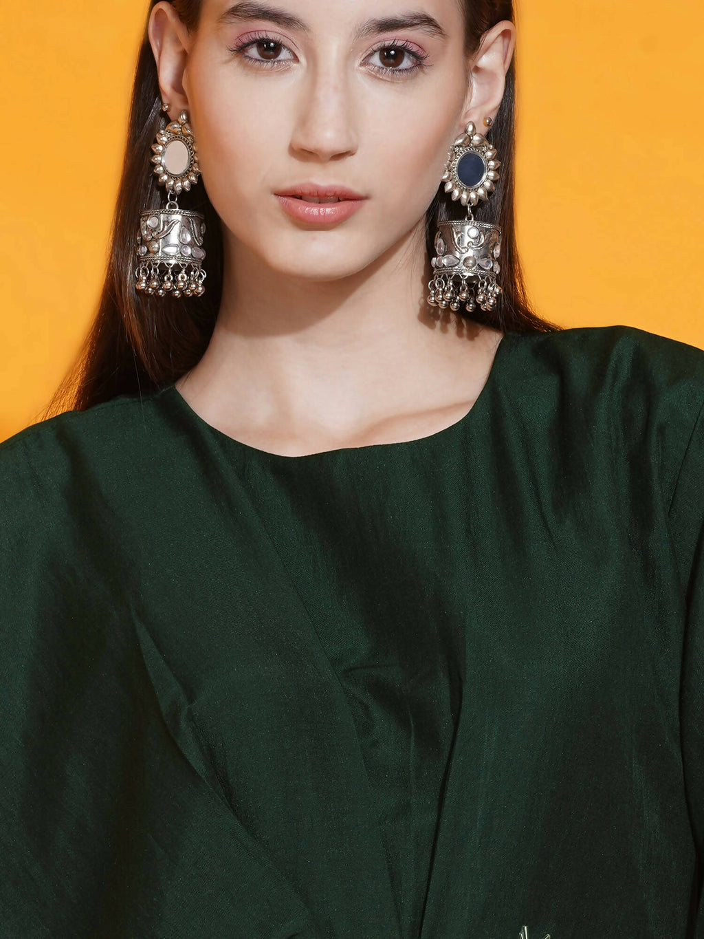 Women Republic Green Fusion Style Kurta With Hand Embellishment And Pants - Distacart