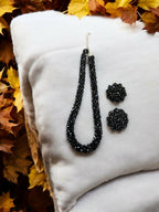 Inhanns Noor-E-Jalwa – Handmade Crystal Bead Necklace / Necklace With Earrings -Adjustable - Black