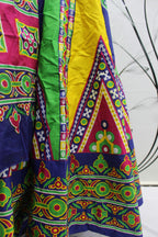 Multi Color Pure Cotton Hand Block Print Navratri Lehenga Choli with Dupatta - Raas