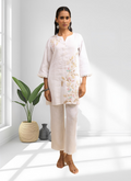Joban Fashion Off White Linen Embroidered Readymade Cord Set - Distacart