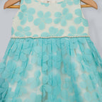 Pink Cow Fashions White & Blue Dress With Pearls Attach & Bow