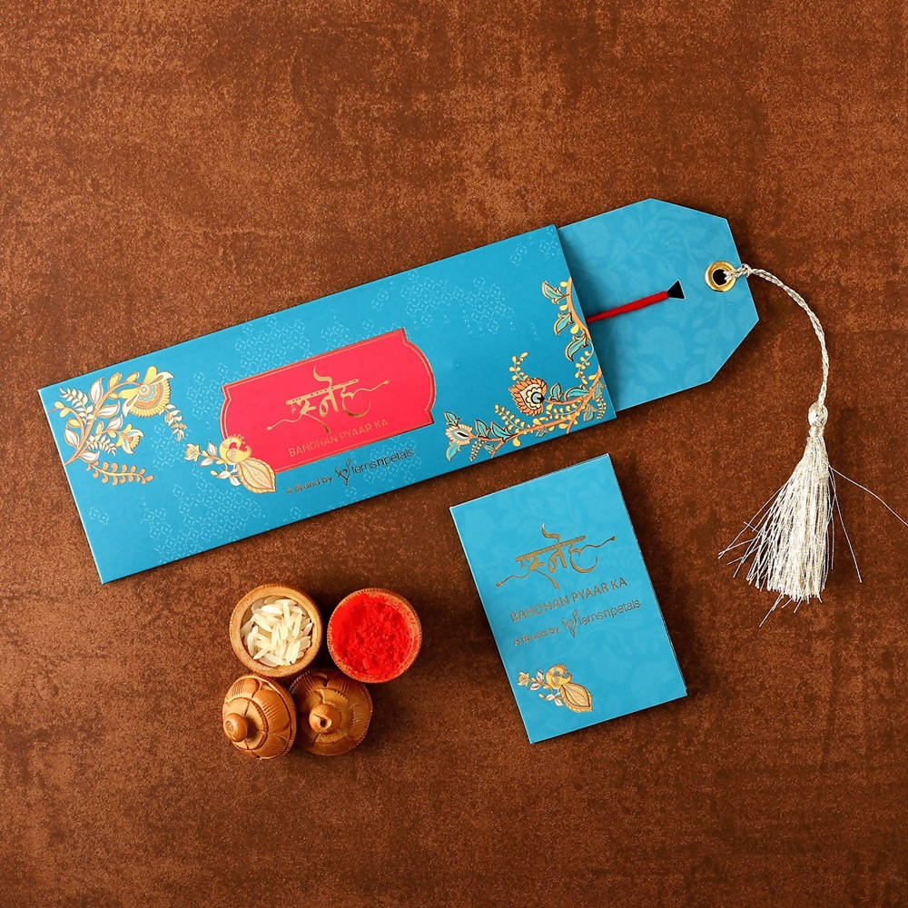 Zardosi Flower Design Rakhi & Cashew Jar - Distacart