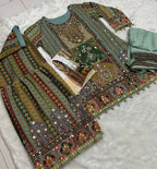 Anaita Sea Green Heavy Crepe Silk Ready Made Suit with Multi Digital Printed & Aari Work - Distacart