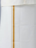 Ramraj Cotton Premium Wedding Cream Readymade Dhoti, Shirt & Towel Set Dhanvanthri