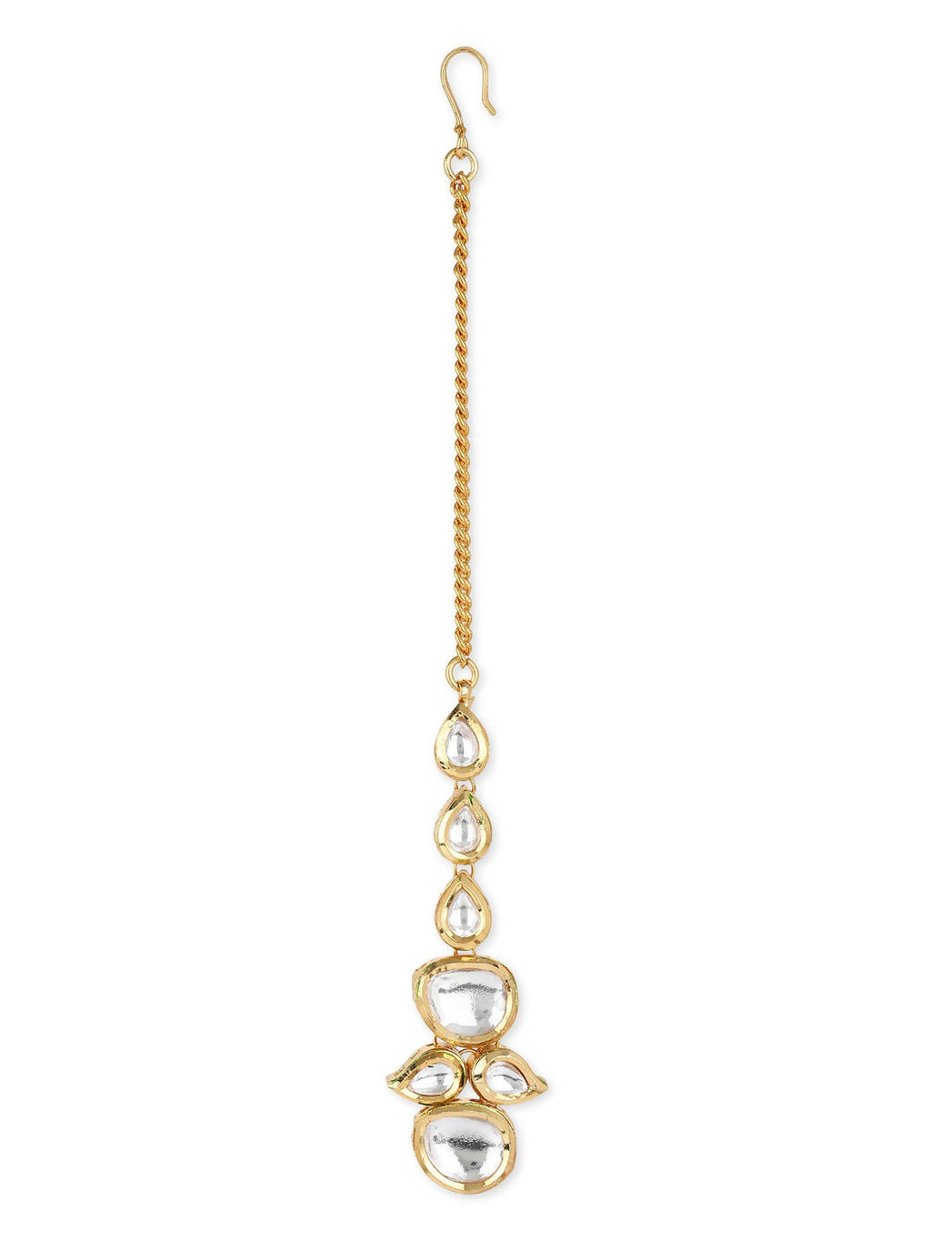 Gold-Plated White Kundan-Studded Maangtikka - Ruby Raang - Distacart