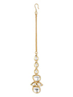 Gold-Plated White Kundan-Studded Maangtikka - Ruby Raang - Distacart