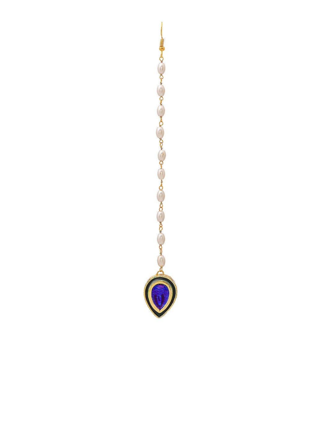 Ruby Raang Blue and Green Meenakari Kundan Maang Tikka - Distacart