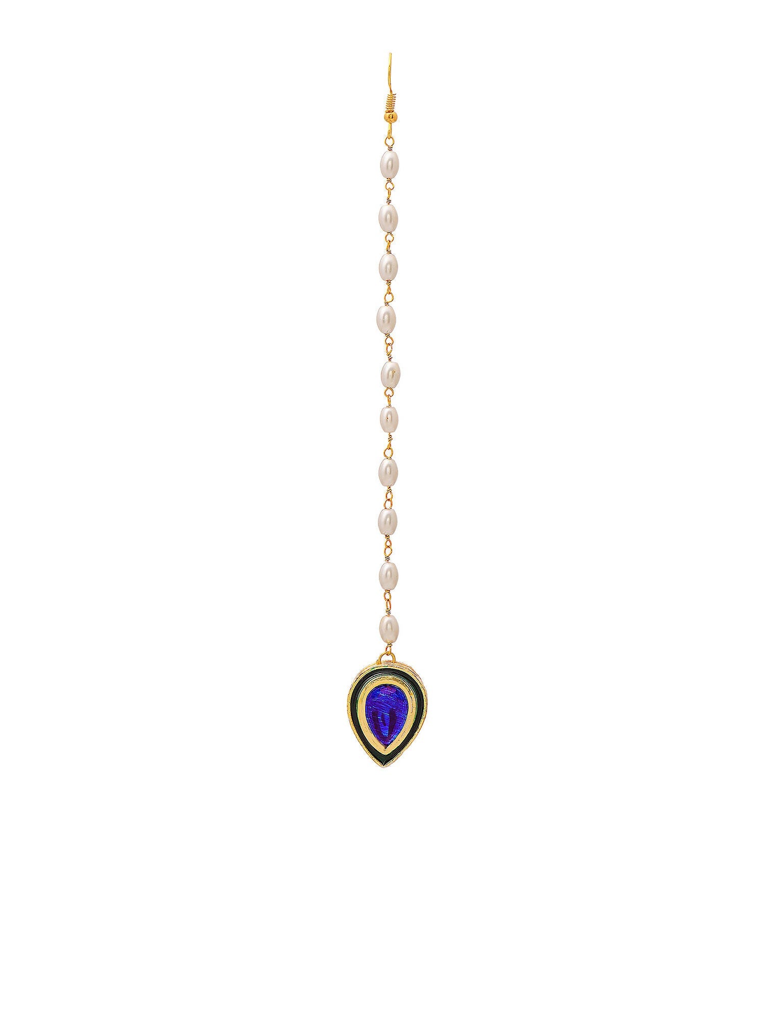 Ruby Raang Blue and Green Meenakari Kundan Maang Tikka - Distacart