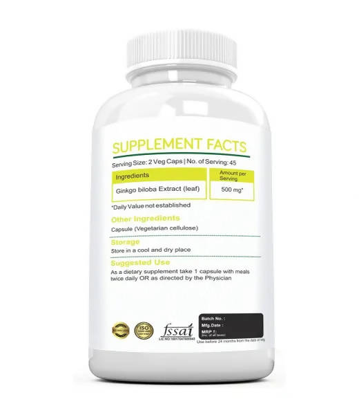 Ramini Bio Nutrition Ginkgo Biloba 500mg Veg Capsules - Distacart