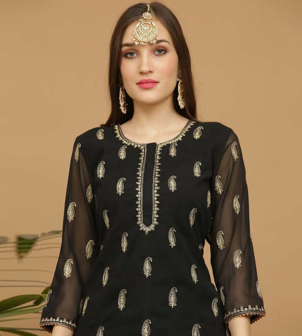 Joban Fashion Black Georgette Lehenga Set