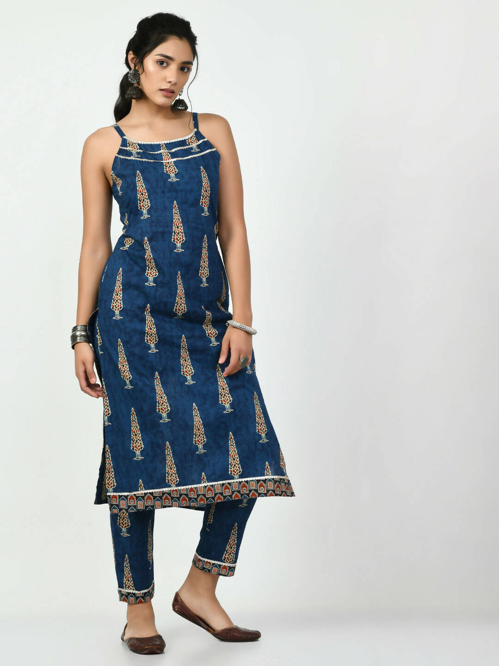 Myshka Women's Blue Straight Printed Kurta