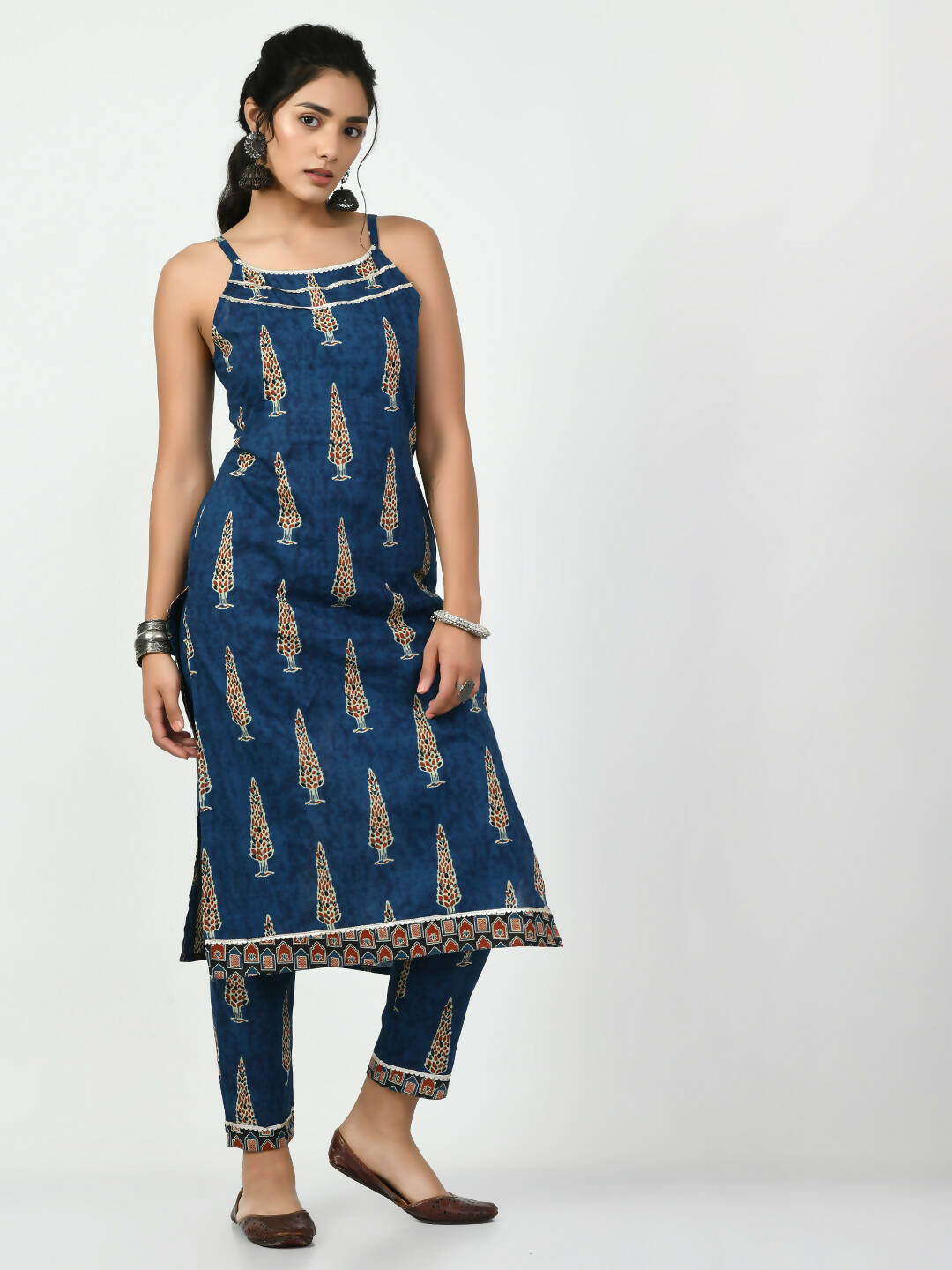 Myshka Women's Blue Straight Printed Kurta