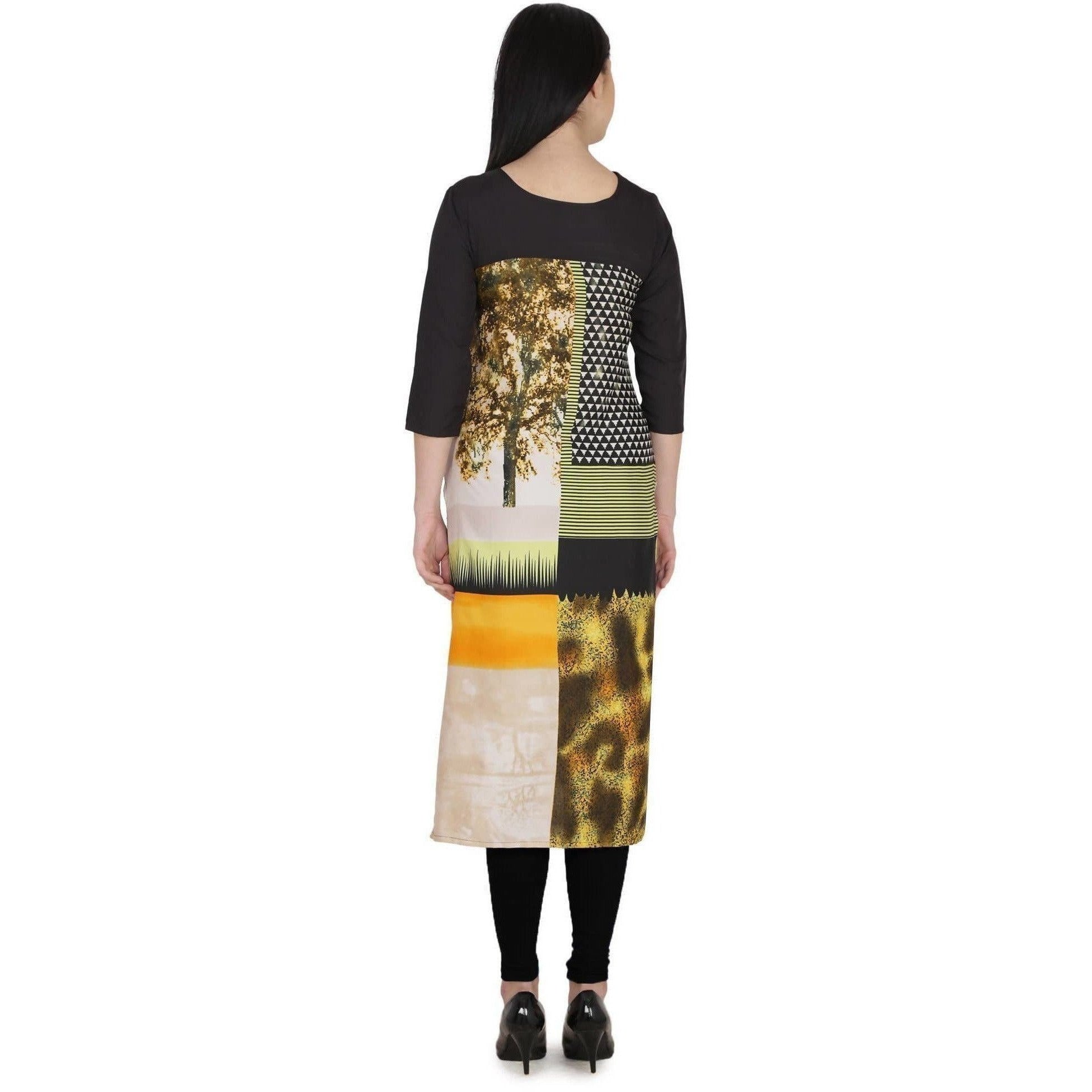 Kanoor Women's Multicolour Designed Straight Kurti