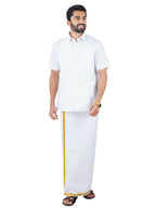 Ramraj Cotton Mens Half Sleeve Royal Cotton White Shirt