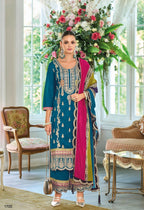Anaita Teal Premium Embroidered Chinon Stitched Salwar Suit - Distacart