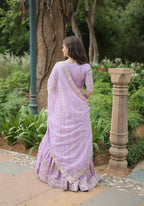 Lorenvalley Lavender Pure Viscose Jacquard with Golden Embroidered Sequins work Lehenga Choli