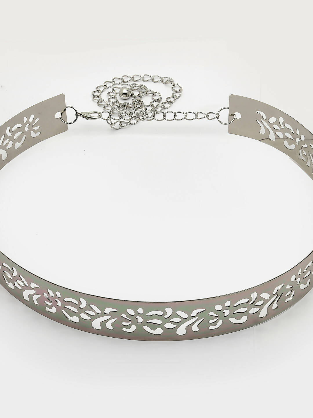NVR Women Circular Silver Plated Adjustable Broad Belt