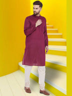 Even Apparels Pure Cotton Maroon Kurta - Maroon