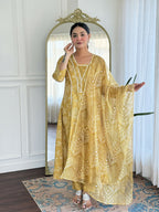 The52 Women's Beautiful Rayon Fabric Printed Work A-Line Kurta Pant and Dupatta Set - Distacart